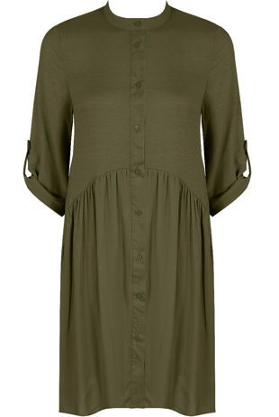 Khaki Casual Smock Dress