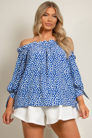 Dalmatian Print Bardot Blouse