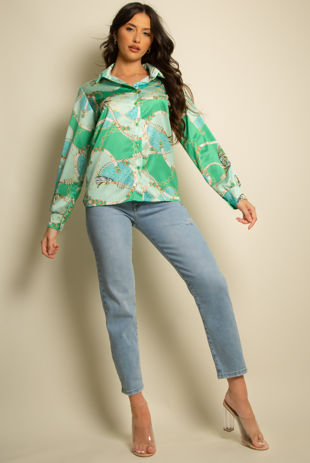 Green Chain Print Shirt