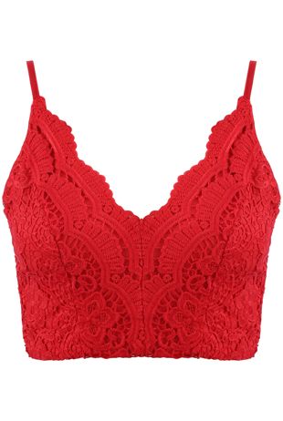Red Scallop Edge Crochet Bralet