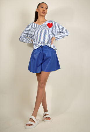 Royal Blue PU Flowing Shorts