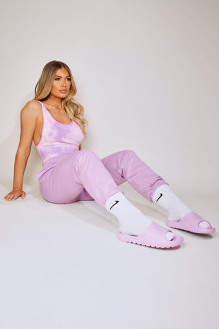 Lilac Rubber Ribbed Sole Sliders