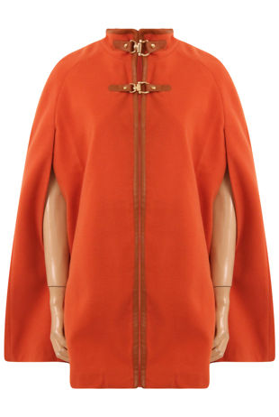 Buckle Neck Cape in Burnt Orange