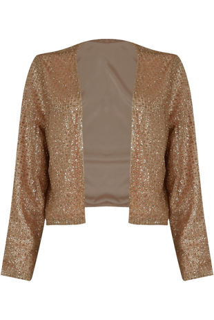 Gold Shimmer Sequin Cropped Jacket