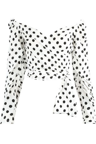 White Polka Dot Sweetheart Blouse