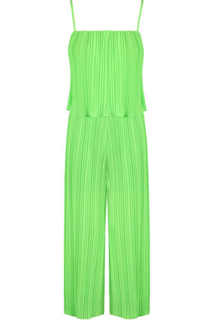 Green Pleated Cami Wide Leg Jumpsuit
