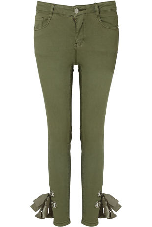 Ankle Lace Tie Up Stretch Black Jeans