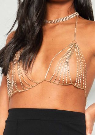 Gold Diamante Choker Bralet