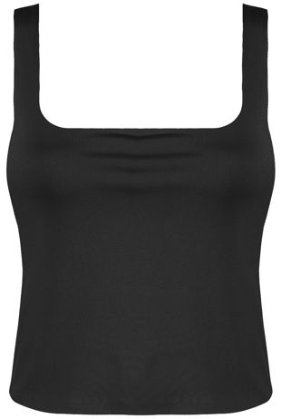 Black Square Neck Crop Tops