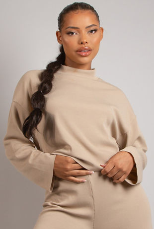 Beige Fine Knit Turtle Neck Jumper