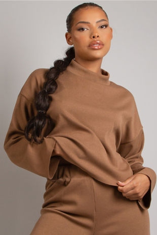 Camel Fine Knit Turtle Neck Jumper