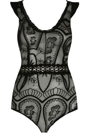 Black Crochet Mesh Bodysuit