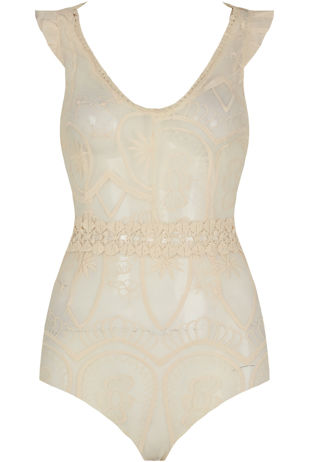 Cream Crochet Mesh Bodysuit