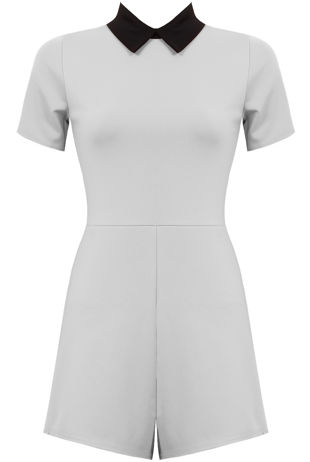 Cream Peter Pan Collar Back Zip Up Playsuit