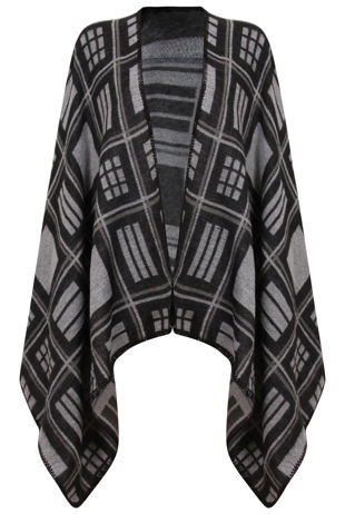 Grey Blocks Waterfall Cardigan