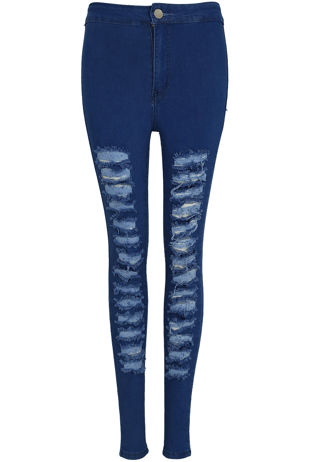 Denim Shredded Skinny Jeans 