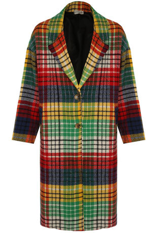 Tartan Check Print Long Coat