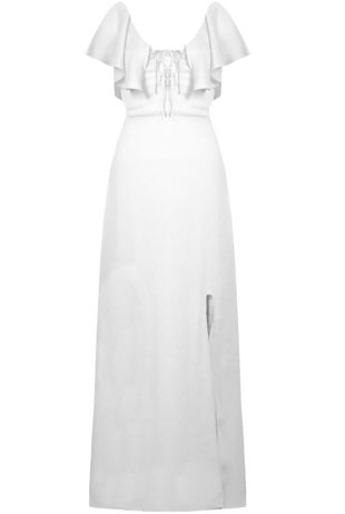 White Front Tie Up Side Slit Maxi Dress 