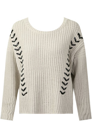Cream PU Lace Chunky Knit Jumper
