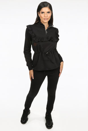 Ruffle Zip Neck Loungewear