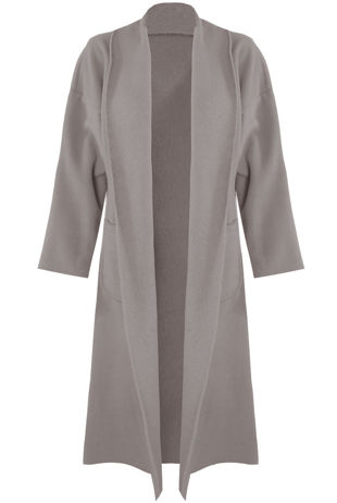 Grey Front Pocketed Longline Coat