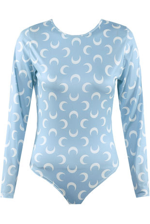 Blue Crescent Moon Print Bodysuit
