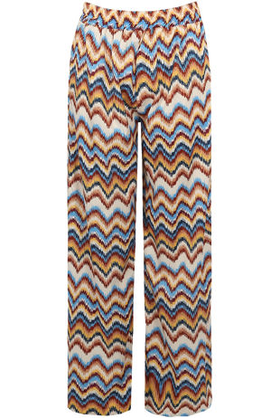 Yellow Zig Zag Print Wide Leg Trouser