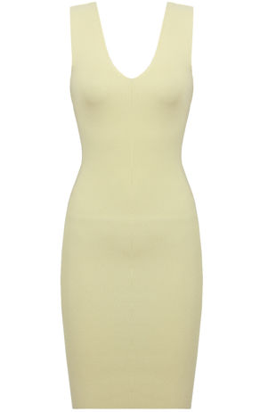 Yellow Vertical Line Detail Bodycon Dress