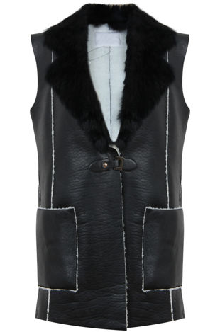 Black Fur Lined PVC Gilet