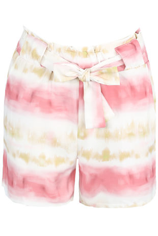 Fuchsia Tie Dye Print Front Knotted Shorts