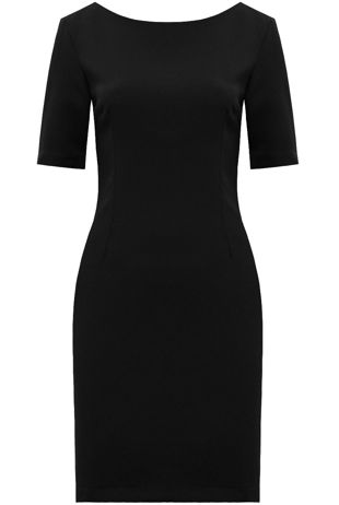 Black Short Sleeved Stretch Fit Shift Dress