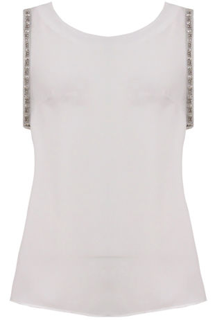 White Embellished Chiffon Vests
