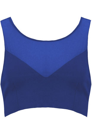 Sweetheart Mesh Panel Crop Top In Royal Blue