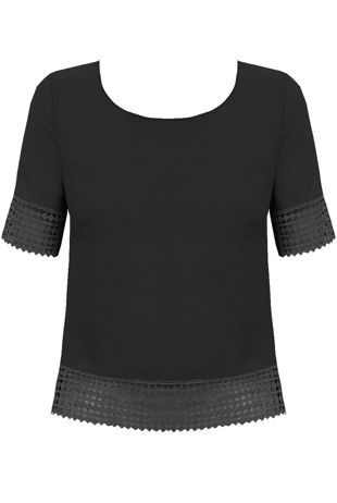 Black Cut Out Open Back Short Sleeve Tops