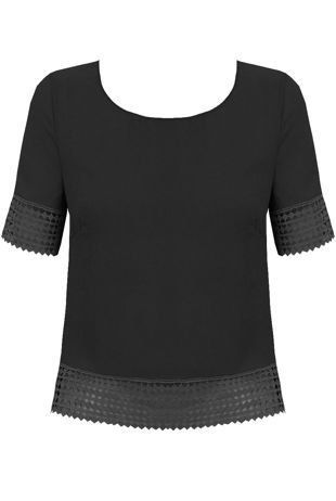Black Open Back Short Sleeve Top 