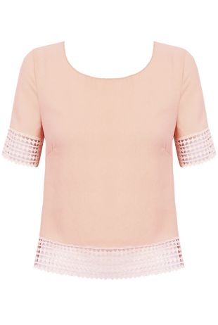 Pink Open Back Short Sleeve Top