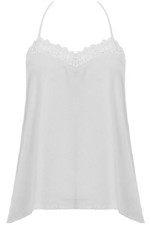White Laced Open Back Tops
