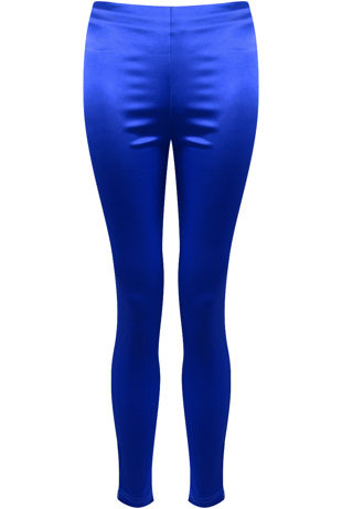 Blue Satine Stretch Leggings 