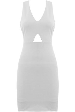 White Front Cut Out Criss Cross Back Bodycon Dress
