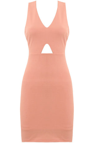 Rose Front Cut Out Criss Cross Back Bodycon Dress