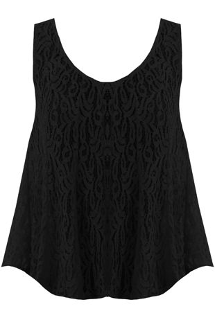 Black Lace Textured Sleeveless Top