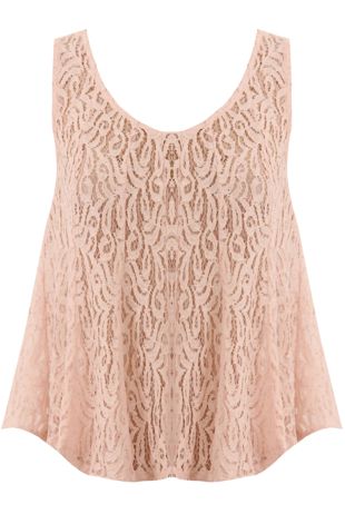 Pink Lace Textured Sleeveless Top