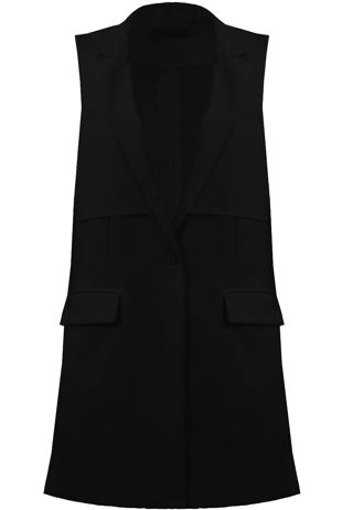 Black Tailored Side Pocketed Waistcoat