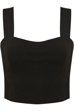 Black Cut Out Back Crop Top