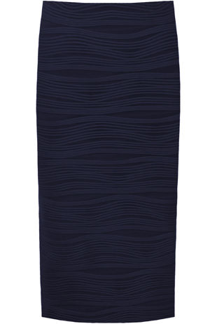 Wavy Rib Midi Skirt In Navy