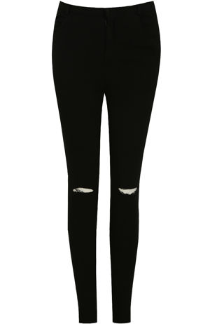 Black Super Stretch Knee Ripped Jeans