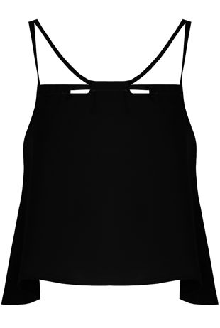 Black Front Cut Out Crop Tops