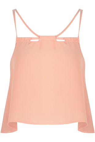 Pink Front Cut Out Crop Tops