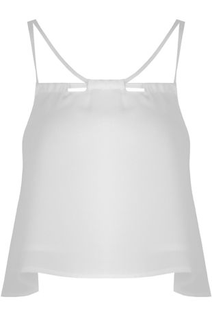 White Front Cut Out Crop Tops