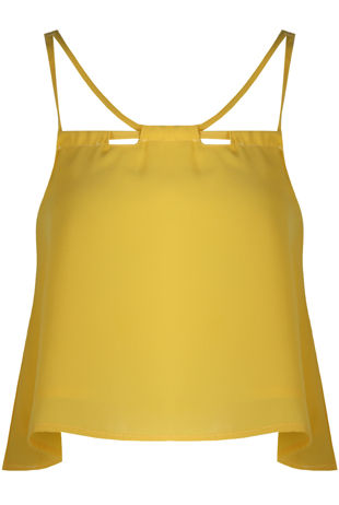 Yellow Front Cut Out Crop Tops
